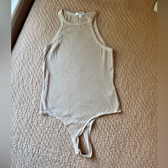 Agolde Rianne High Neck Ribbed Tan Tank Top Bodysuit, Size M, EUC! - Picture 1 of 7